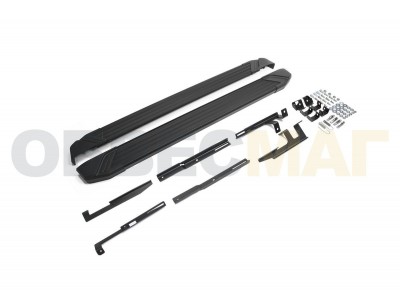 Пороги алюминиевые Rival Black New для Mazda CX-5 2011-2017