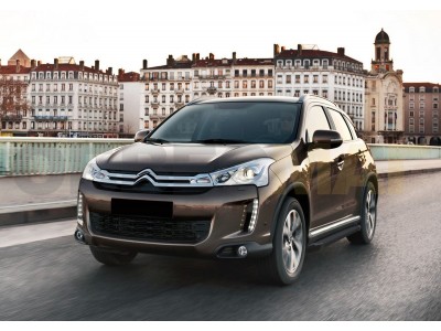 Пороги алюминиевые Rival Black New для Mitsubishi ASX/Outlander/Peugeot 4007/4008/Citroen C 2006-2021