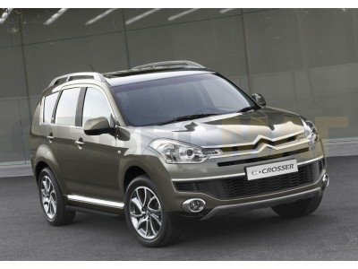 Пороги алюминиевые Rival Black New для Mitsubishi ASX/Outlander/Peugeot 4007/4008/Citroen C 2006-2021