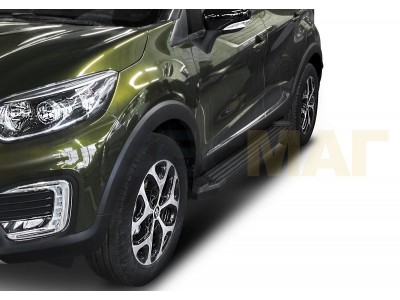 Пороги алюминиевые Rival Black New для Renault Kaptur 2016-2021