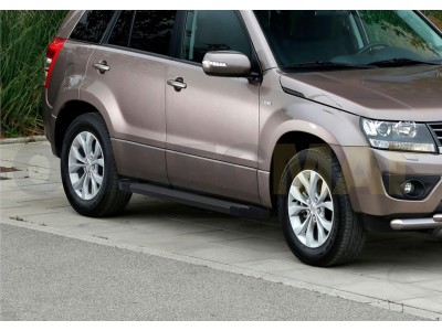Пороги алюминиевые Rival Black New на 5 дверей для Suzuki Grand Vitara 2005-2015