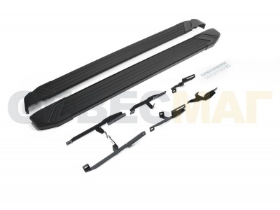 Пороги алюминиевые Rival Black New на 5 дверей для Suzuki Grand Vitara 2005-2015