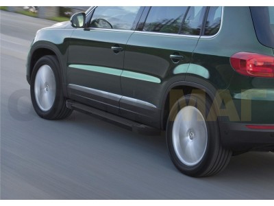 Пороги алюминиевые Rival Black New для Volkswagen Tiguan 2007-2016
