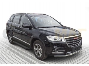 Пороги алюминиевые Rival Black New для Haval H6 № F173ALB.9402.1