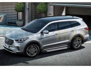 Пороги алюминиевые Rival Silver New для Hyundai Santa Fe/Santa Fe Premium № F180AL.2305.2