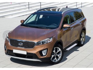 Пороги алюминиевые Rival Silver New для Kia Sorento Prime № F180AL.2803.3