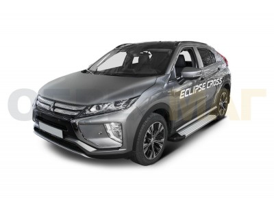 Пороги алюминиевые Rival Silver New для Mitsubishi Eclipse Cross 2018-2021