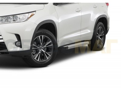 Пороги алюминиевые Rival Silver New для Toyota Highlander 2014-2020