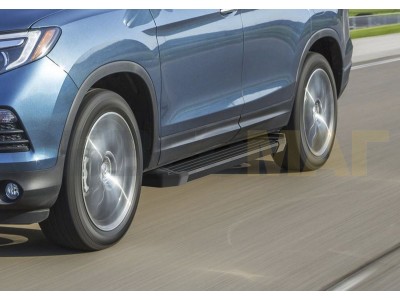 Пороги алюминиевые Rival Black New для Honda Pilot 2016-2021