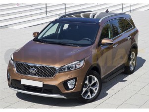 Пороги алюминиевые Rival Black New для Kia Sorento Prime № F180ALB.2803.3