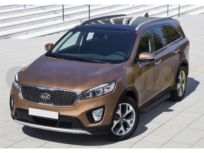 Пороги алюминиевые Rival Black New для Kia Sorento Prime 2015-2021
