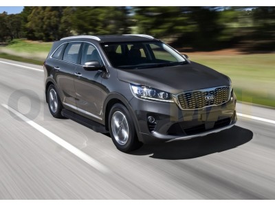 Пороги алюминиевые Rival Black New для Kia Sorento Prime 2018-2021