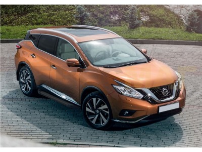 Пороги алюминиевые Rival Black New для Nissan Murano 2016-2021