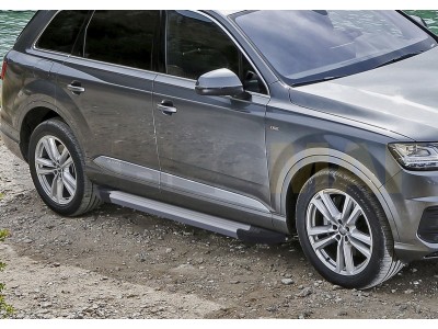 Пороги алюминиевые Rival Silver New для Audi Q7 2015-2021
