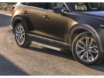 Пороги алюминиевые Rival Silver New для Mazda CX-9 2017-2021