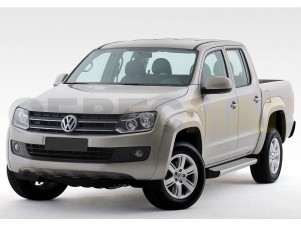 Пороги алюминиевые Rival Silver New для Volkswagen Amarok № F193AL.5803.1