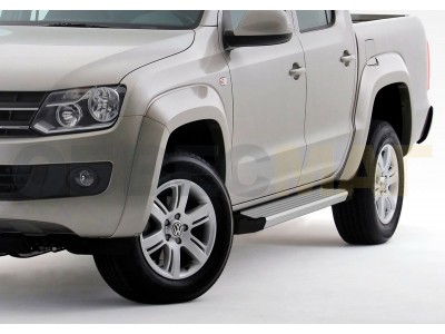 Пороги алюминиевые Rival Silver New для Volkswagen Amarok 2010-2016