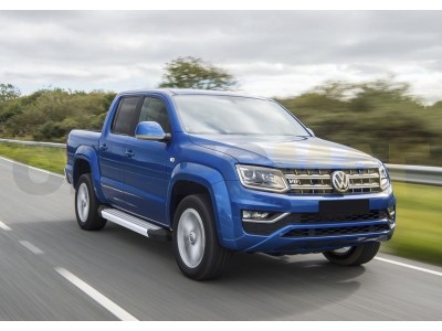 Пороги алюминиевые Rival Silver New для Volkswagen Amarok 2016-2021