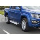 Пороги алюминиевые Rival Silver New для Volkswagen Amarok 2016-2021