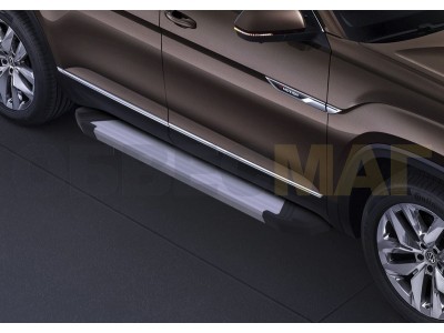 Пороги алюминиевые Rival Silver New для Volkswagen Teramont 2018-2021