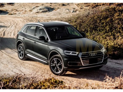 Пороги алюминиевые Rival Black New для Audi Q5 2016-2021