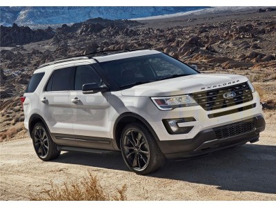 Пороги алюминиевые Rival Black New для Ford Explorer 2011-2017