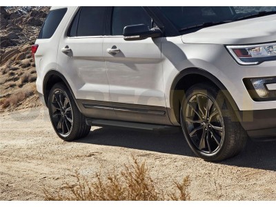Пороги алюминиевые Rival Black New для Ford Explorer 2011-2017