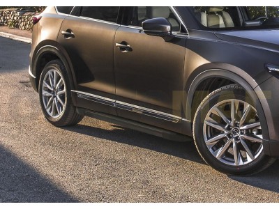 Пороги алюминиевые Rival Black New для Mazda CX-9 2017-2021