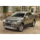 Пороги алюминиевые Rival Black New для Mitsubishi L200 2006-2021