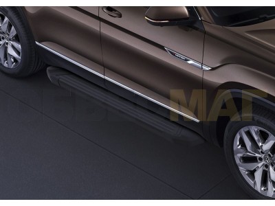 Пороги алюминиевые Rival Black New для Volkswagen Teramont 2018-2025