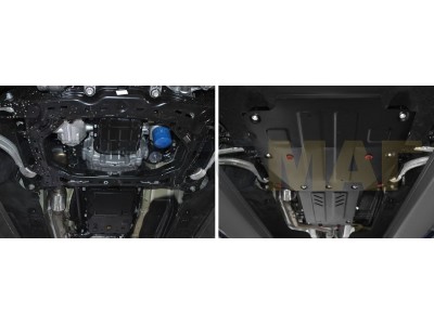 Комплект защиты Автоброня: картер, КПП, РК сталь 2 мм для Genesis G70/Kia Stinger 2018-2021