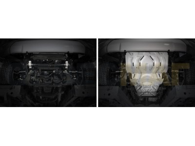 Защита картера, КПП, радиатора и РК Rival для 2,4D и 3,0 сталь 3 мм для Mitsubishi L200/Pajero Sport/Fiat Fullback 2015-2020