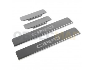 Накладки порогов Rival с надписью 4 штуки для Kia Ceed № NP.2804.3