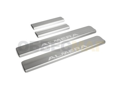 Накладки порогов Rival с надписью 4 штуки для Nissan Almera 2013-2018