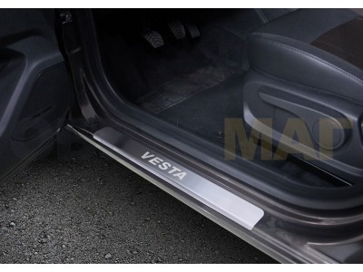 Накладки порогов Rival с надписью 4 штуки для Lada Vesta 2015-2021