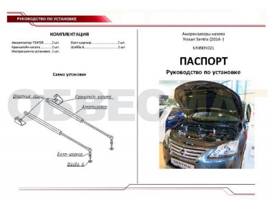 Упоры капота Автоупор 2 штуки для Nissan Sentra 2012-2017