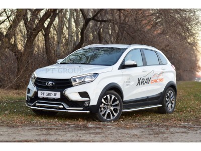 Защита порогов с алюм. площадкой d=51 мм (НПС) для Lada XRay Cross 2018-2022