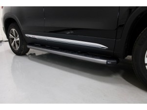 Пороги алюминиевые с пластиковой накладкой карбон серые для Changan CS75 № CHANCS7520-24GR