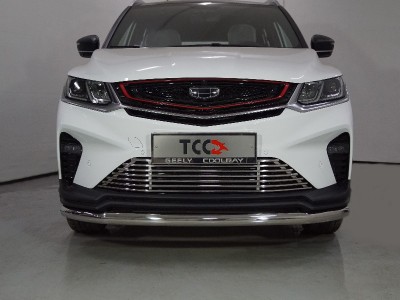 Защита переднего бампера 60 мм ТСС для Geely Coolray 2019-2021