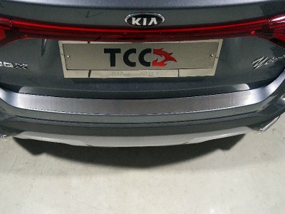 Накладка на задний бампер лист шлифованный  ТСС для Kia Rio X 2020-2021