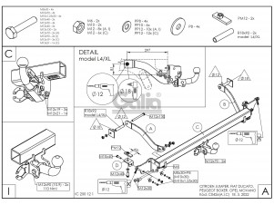 ТСУ Фаркоп оцинкованный Galia шар A для Peugeot Boxer/Citroen Jumper/Fiat Ducato № C042A