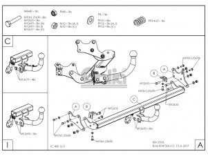 ТСУ Фаркоп оцинкованный Galia шар C съемный для Kia Soul № K041C