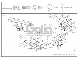 ТСУ Фаркоп оцинкованный Galia шар A для Peugeot 307 № P036A