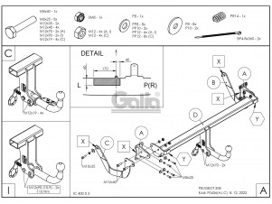 ТСУ Фаркоп оцинкованный Galia шар A на седан для Peugeot 508 № P043A