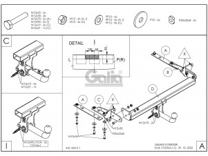 ТСУ Фаркоп оцинкованный Galia шар A для Subaru Forester № S103A