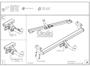 ТСУ Фаркоп оцинкованный Galia шар A для Toyota RAV4/Chery Tiggo/Vortex Tingo № T042A