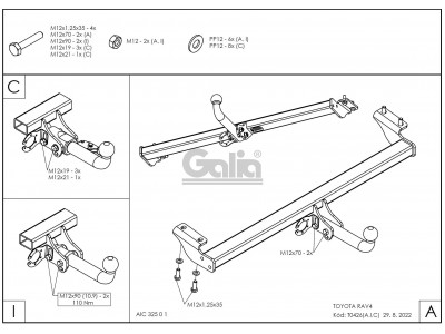Фаркоп оцинкованный Galia шар A для Toyota RAV4/Chery Tiggo/Vortex Tingo 2000-2014