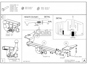 ТСУ Фаркоп оцинкованный Galia шар A для Toyota Corolla № T064A