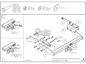 ТСУ Фаркоп оцинкованный Galia шар A для Volkswagen Transporter T4 № V027A