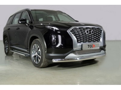Защита передняя овальная 75х42 мм ТСС для Hyundai Palisade 2020-2021